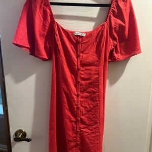 Abercrombie Red Flutter Sleeve Dress